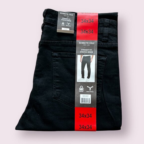 Kenneth Cole Men's Straight Leg Jeans Stretch Denim Black Size 34x34 - Picture 6 of 10